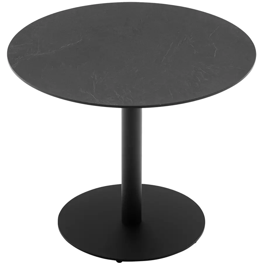 Esstisch rund Cocktail verstellbaren Metall, aus 90 Ideal 90 mit COCKTAIL-Tisch T Loungebereich. B Schwarz aus matt Außen- und cm 76 für Runde Platte Metall Füßen. den H