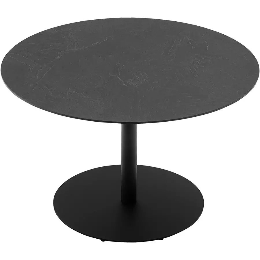 Esstisch rund Cocktail Metall Schwarz Tisch B T für den Metall, Füßen. Außen- 120 Runde aus Ideal Platte mit 76 aus verstellbaren 120 und matt Loungebereich. H COCKTAIL- cm